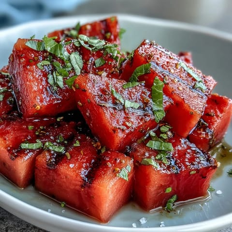 Vibrant watermelon slices dusted with Tajin chili-lime seasoning and drizzled with fresh lime juice for a spicy-sweet summer treat.