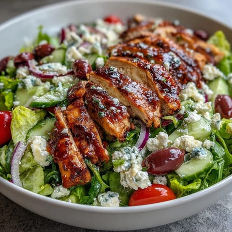 Refreshing Greek Salad Bowl with Grilled Chicken: colorful veggies, Kalamata olives, and tender grilled chicken in a zesty lemon-oregano dressing.