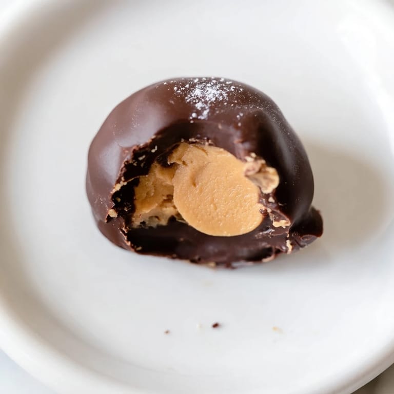 Homemade Buckeyes, featuring decadent chocolate and a soft, peanut butter filling, ready to serve.