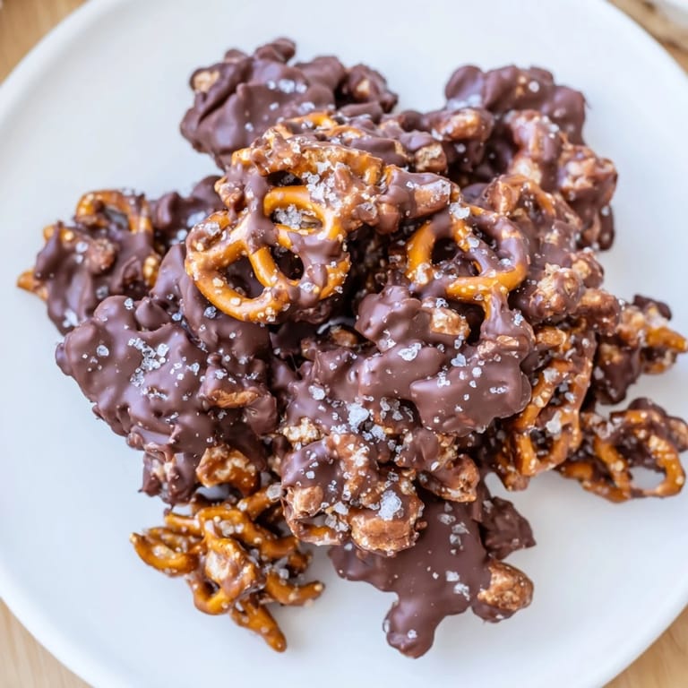 Sweet and salty pretzel candy clusters, a delicious blend of textures and tastes, perfect for snacking. 