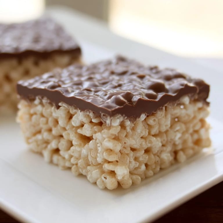 Enjoy a stack of sweet, sticky Rice Krispie Treats, the childhood favorite made with puffed rice.