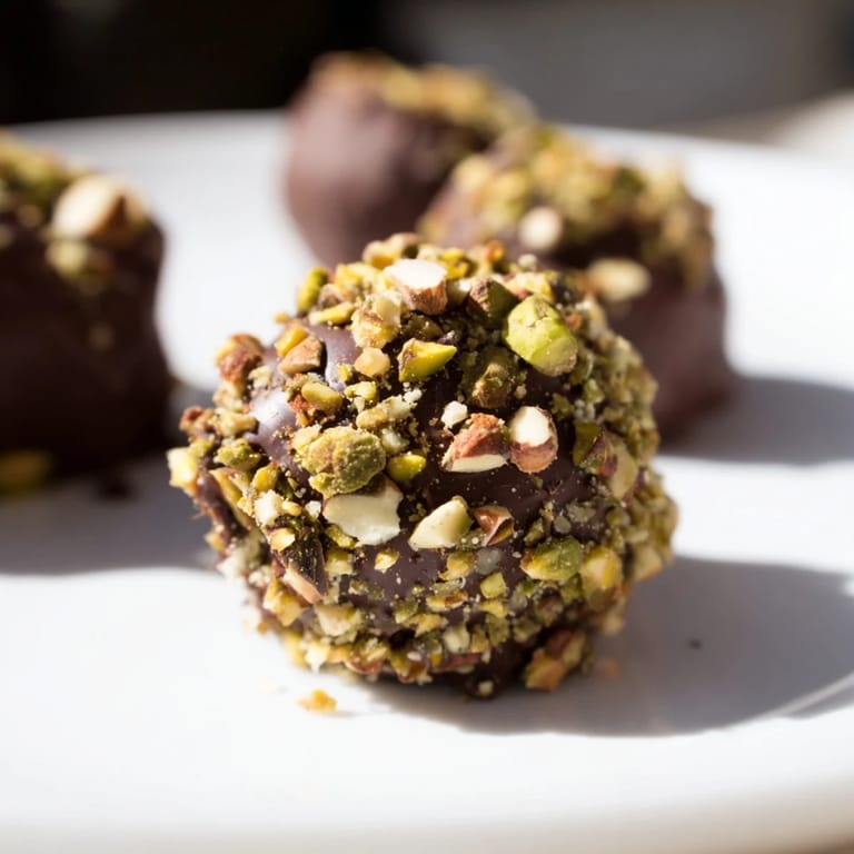 Homemade chocolate truffles, beautifully arranged, offering a delightful mix of textures and flavors.