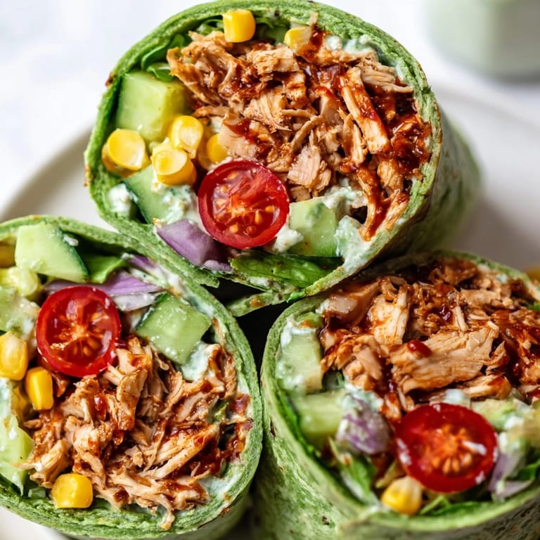 Perfect for a quick lunch or light dinner, these BBQ Chicken Salad Wraps are served on a plate with lime wedges.
