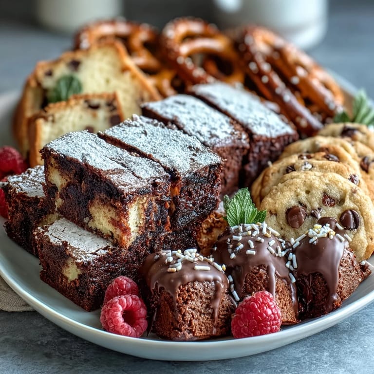 Enjoy a stunning graduation dessert board with layered cakes, cookies, and chocolate-dusted brownie bites, ideal for celebrating success.