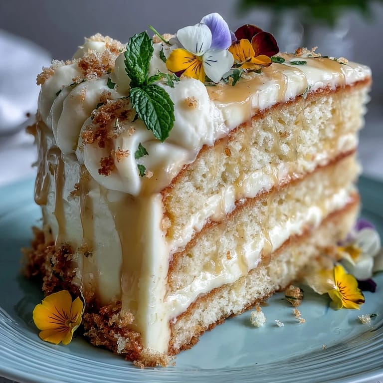 Elegant Mother's Day Lemon Curd Layer Cake showcasing delicate floral decorations and creamy frosting.