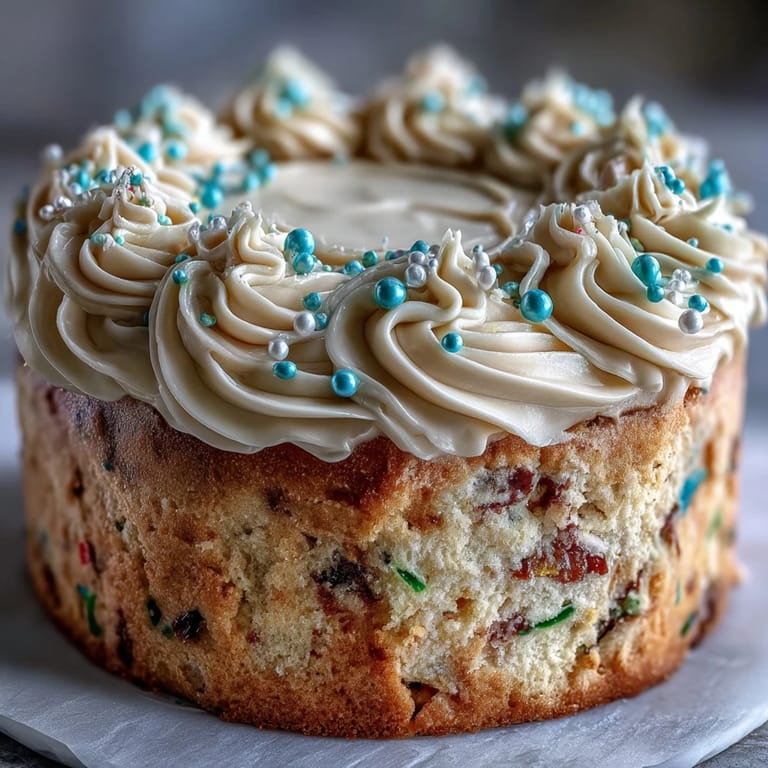 Bright Class of 2026 Confetti Cake, frosted and decorated for a sweet celebration.