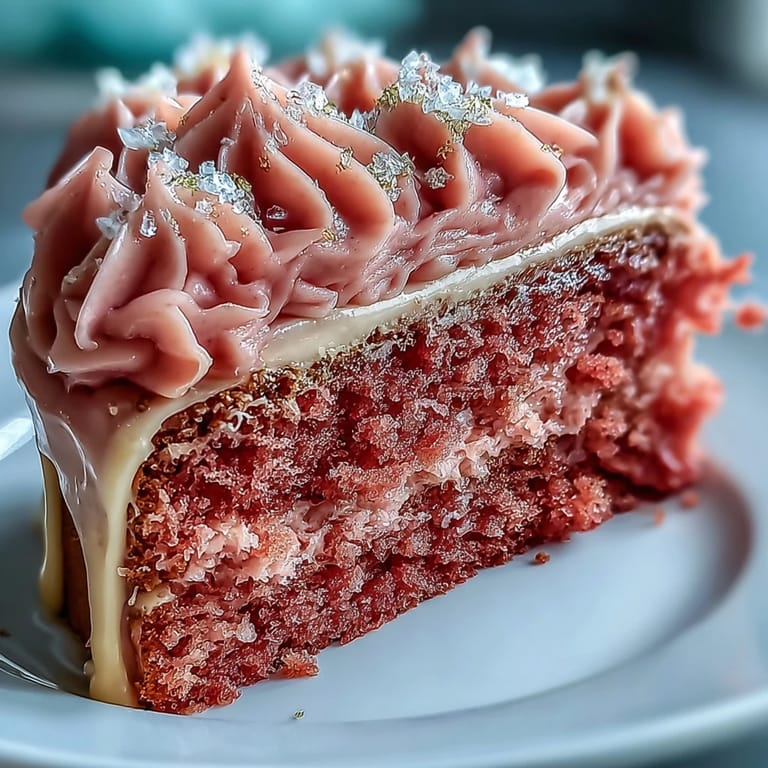 Taste this Bridal Shower Rosé Velvet Cake, a pink dream with delicate frosting.