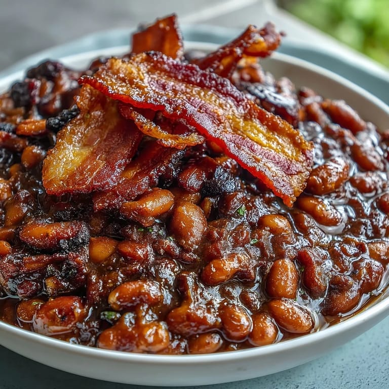Hearty Juneteenth BBQ Baked Beans with bacon, perfect for your next summer cookout.